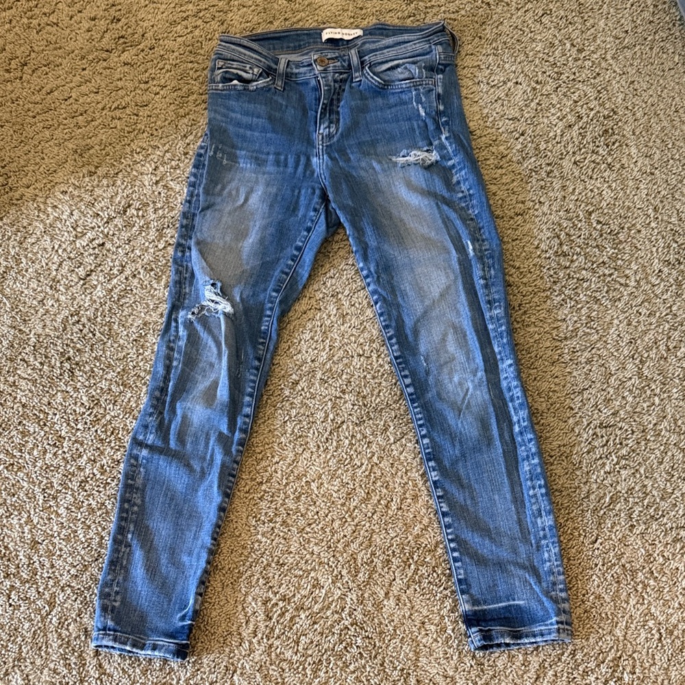 Flying Monkey Distressed Skinny Jeans in Blue